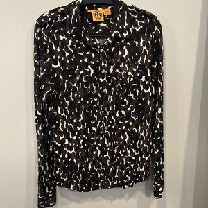 Tory Burch Black and Brown Patterned Shirt